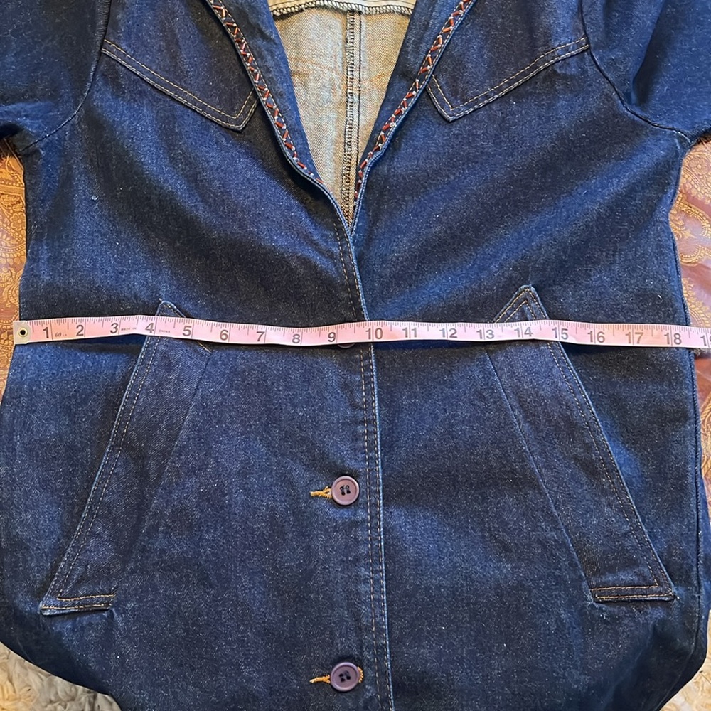 Boone Industries Denim Duster Button up Coat Beads & Modern detail Made in USA - Picture 17 of 17